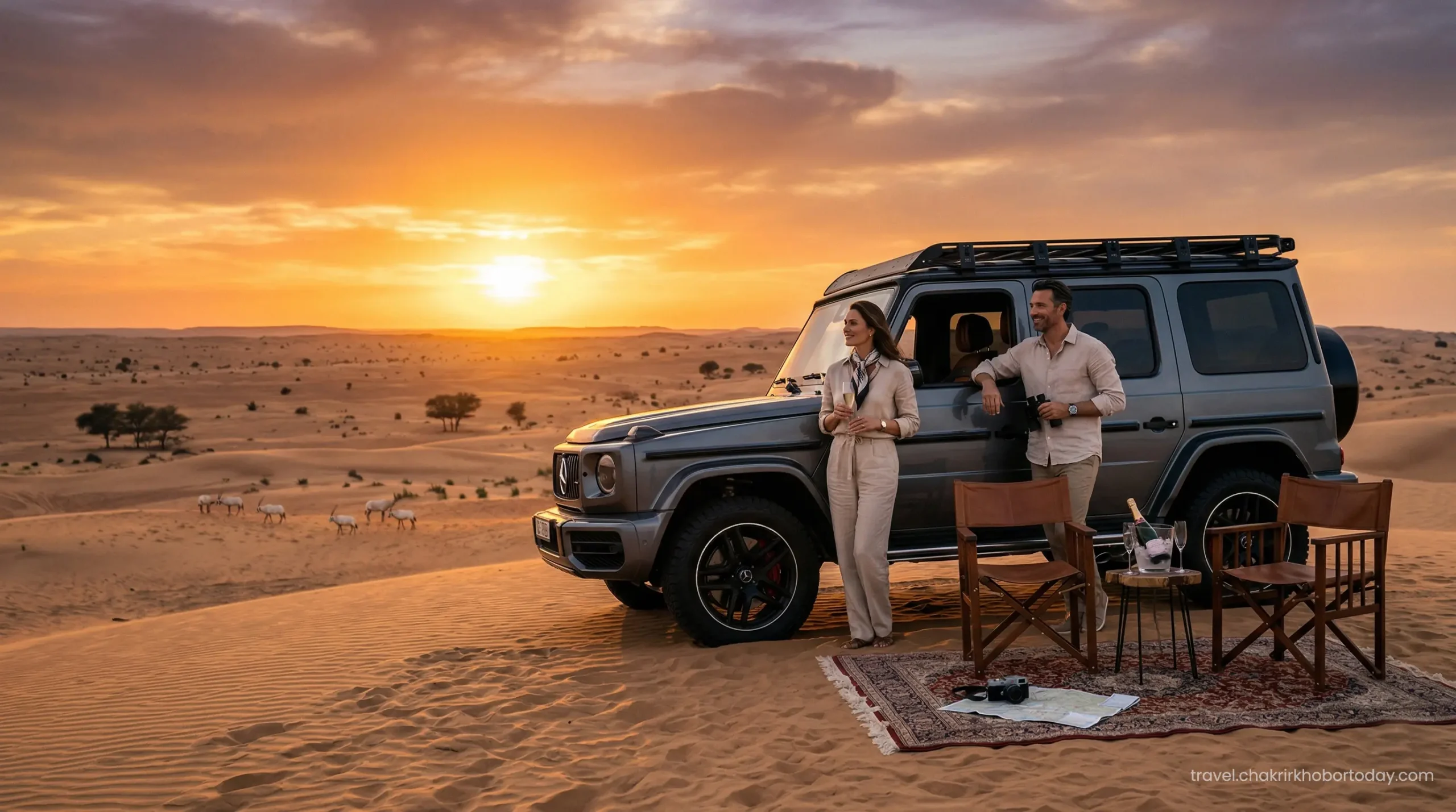 Exploring the Dubai Desert Conservation Reserve in a premium luxury 4x4 vehicle away from tourist crowds.
